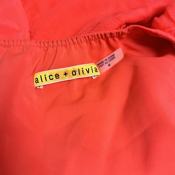 🔥🔥🔥Alice + Olivia Orange Silk Halter Neck Ruffle Mini Dress - Picture 6 of 8